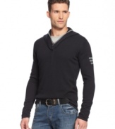 Step up your style game with this half-zip sweater from Armani Jeans.