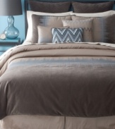 Feel the vibration. Textures unite in a symphony of style from Bryan Keith. The Jackson comforter set boasts embroidery detail, zigzag patterns and modern colorblocking to instantly give your room a sophisticated, up-to-date appeal.