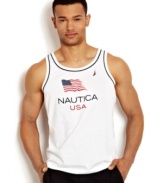 Show your patriotic pride with this USA graphic logo tank from Nautica.