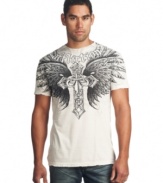 Your casual style soars with this winged graphic t-shirt from Affliction.