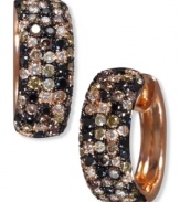 A sweetly shimmering mix. EFFY Collection's stunning hoop earrings are covered in round-cut black diamonds (3/8 ct. t.w.), cognac diamonds (1 ct. t.w.) and white diamonds (1/5 ct. t.w.). Set in 14k rose gold. Approximate diameter: 1/2 inch.