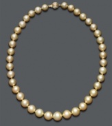 Bring warmth and energy to your look with this sunshine-colored strand. Golden South Sea pearls (10-12-1/2 mm) form a rich, graduated circle around your neck. 14k gold clasp. Approximate length: 18 inches.