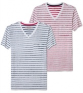 Rustic Soul updates the trusty ol' pocket tee with a V neck and reverse stripe.