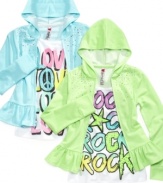 She'll rock out her hoodie and graphic tee combo from Beautees with stylish ease.