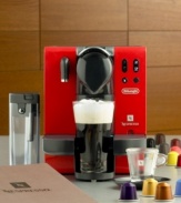 Style, grace and most importantly, taste, are yours with this eye-catching espresso maker from De'Longhi. The patented coffee capsule system provides fast, hassle-free brewing, facilitating the ideal flow of water through ground coffee for the richest flavors and aromas. One-year warranty. Model EN660.R