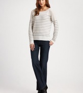 Striped cashmere crewneck with metallic lurex stripes. Ribbed crewneckRibbed dropped shouldersLong sleeves67% wool/29% cashmere/4% polyesterDry cleanImportedModel shown is 5'11 (180cm) wearing US size Small.