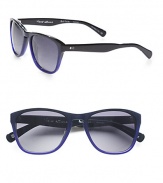 This unique frame features a slightly rounded teardrop lens shape, keyhole bridge and solid CR-39 polarized lenses for a vintage-inspired look. Available in onyx/navy with grey gradient lens.100% UV ProtectionImported