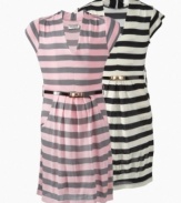 Cute and charming, this belted sweater dress from Guess has a fitted feel to add feminine fashion to her closet.