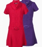 Have her looking smart when she heads off to school in this cowl-neck sweater dress from Planet Gold.