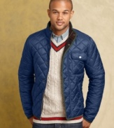 Classic fall cool comes easy wearing this quilted lightweight jacket from Tommy Hilfiger.