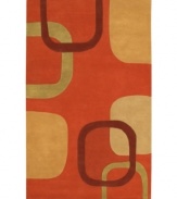 Inspired by the bright, burning colors of a Manhattan twilight, this fun, contemporary piece makes any space more animated. Perfect for large family rooms or chic city apartments, the Stella Smith rug is full of character and crafted for exceptional softness in your home. Hand-tufted of New Zealand wool.