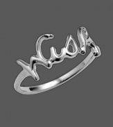 For style that inspires. This Unwritten ring features the word wish in cursive writing. Crafted in sterling silver. Sizes 7 and 8.