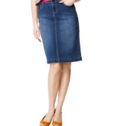 Trade in your jeans for a new, spring-staple: Style&co.'s denim skirt! The tummy control panel ensures a smooth, lean silhouette!