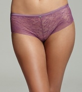 A floral lace hipster with sheer lace trim along legs from Calvin Klein.