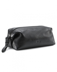 This is part of a new BOSS basics program that is exclusive to Bloomingdale's for only a limited time. Pebbled leather dopp kit with top zip closure. Pull tab on zipper. Internally lined.