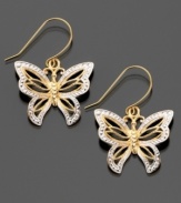 Delightfully dainty, these beautiful butterfly earrings are crafted in 14k gold. Approximate drop: 1-1/4 inches.