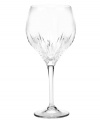 In a collaboration worthy of Wallis and Edward, renowned bridal designer Vera Wang and Wedgwood have created Duchesse stemware. Featuring tapering round bowls and a blazing starburst cut that contrasts delicately with the textures of the matching dinnerware, Duchesse sits on a flared pedestal. Goblet shown in center.