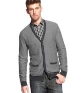 This cardigan from Sons of Intrigue add polish to your casual style.