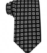 Set the pattern of bold business style on repeat with this geometric silk tie from Donald J. Trump.