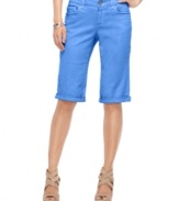 Take a break from the usual denim mini shorts and try this casual Bermuda style from DKNY Jeans. The pastel wash is right on-trend; the cuffed leg is so summery!