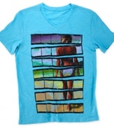 Color up your casual look with this graphic t-shirt from Bar III.