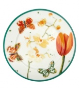 Style as much as set the table with the Lulu Petals salad plates. A canvas of durable white porcelain beholds cheerful flora and fauna with the bold whimsy of designer Lulu deKwiatkowski.