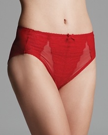 Sheer panels and a retro-inspired silhouette lend allure to these high-cut briefs from Wacoal.