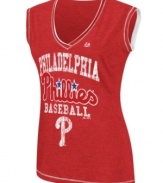 Finally! A fan favorite fit just for you-this Philadelphia Phillies MLB tank from Majestic Apparel is a homerun.