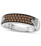 Pave-set perfection. Le Vian's sumptuously-sparkling ring features round-cut chocolate diamonds (1/3 ct. t.w.) with white diamond accents at the corners. Band crafted in 14k white gold.