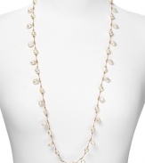 Margo Morrison's freshwater pearl necklace is a delicate detail. Drape these floating gems over a simple tee-shirt or to femme-up your evening portfolio.