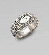 A simply chic design with abstract etchings for a stunning look. SilvertoneDiameter, about ¼Made in USA