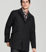 In a rich herringbone wool, this hip-length Billy Reid tweed coat is a sleek statement of classic style.