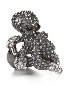 Take your jewel box under the sea with this crystal-encrusted cocktail ring from Aqua.