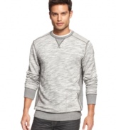 Sweatshirt swagger. Layer up in style this season with this crew neck shirt from Marc Ecko Cut & Sew.