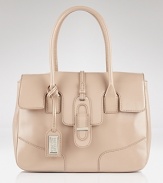 Badgley Mischka channel classic chic with this leather satchel. In a structured shape and premium Saffiano leather, this bag is built for luxe and lasting style.