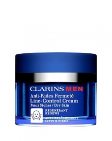 Lines & Wrinkles. Skin Type: Normal, Dry Texture: Cream Make smoothing-out deep lines and wrinkles your goal while tightening up sagging skin around your chin. ClarinsMens lightweight, line-fighting cream with energizing Bison Grass and Chinese Galanga lifts and firms in all the right places. Helps block skin-damaging pollutants, too. Apply after ClarinsMen Active Face Wash. Non-greasy, fresh matte finish.