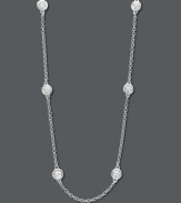 Get trendy style and a hint of sparkle, too. Trio by Effy Collection necklace features seven stations of round-cut, bezel set diamonds (1/2 ct. t.w.) strung on a delicate 14k white gold chain. Approximate length: 16 inches + 2-inch extender.