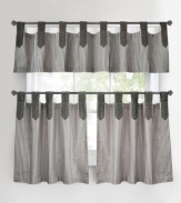 A stylish way to show your stripes. The tab-top design of the Ticking Stripe window valance accents the classic stripe pattern with casual, chic flair. Featuring pure cotton.