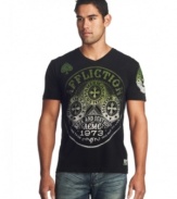 This triumph graphic t-shirt from Affliction is proof of your winning casual cool.