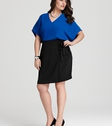 DKNYC Plus Size Color Block Faux Wrap Dress