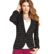 Elevate your day outfit with American Rag's metallic-stripe blazer -- a layer with luxe appeal!