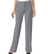 Clean and iconic, these petite pants from Alfani go with all of your professional-wear separates. Pair them with a crisp blouse for a look that never goes out of style.