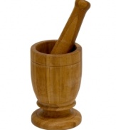 An essential tool for traditional cooking, this mortar and pestle is beautifully crafted of sturdy, stylish bamboo. Great for grinding spices and herbs, but also perfect for preparing sides like guacamole, this large mortar can go straight to the table for serving.