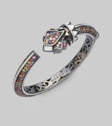 From the Pavé Column Collection. Multi-colored sapphires with white enamel trim for a dazzling design along the wrist.Sapphire Enamel Sterling silver Width, about ½ Sidekick hinge Imported 