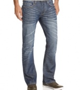 A slim boot-cut style and detailed whiskering gives these Buffalo Jeans a unique look you can call your own.