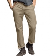 Versatile enough to dress up or down, these washed flat front Dockers make a great choice any day of the week.