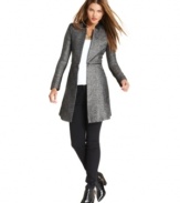 With a metallic tweed and modern styling, this BCBGMAXAZRIA coat ups the edge on cold-weather wardrobes -- a chic fall cover up!