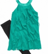 Your little darling will look dazzling in this ruffle dress and leggings set by Epic Threads.