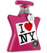 To celebrate the debut of the I Love New York by Bond No. 9 eau de parfum collection, we're offering a limited edition with a detachable silver heart charm on a chain. So here at last is a wearable symbol of your love for the Empire State. Notes of mandarin zest, spicy nutmeg, blueberry accord, roses, pink peonies, patchouli, musk, vanilla, sandalwood and leather accord. 3.4 oz.