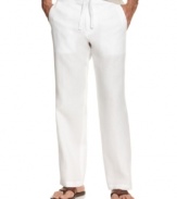 Take it easy in a pair of Tasso Elba drawstring linen pants, your go-to choice for cool, comfortable summertime style.